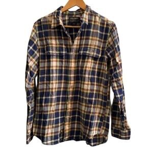 Filson Mens Plaid Flannel Button Down Shirt Sz S Blue Red Yellow Cotton Outdoors